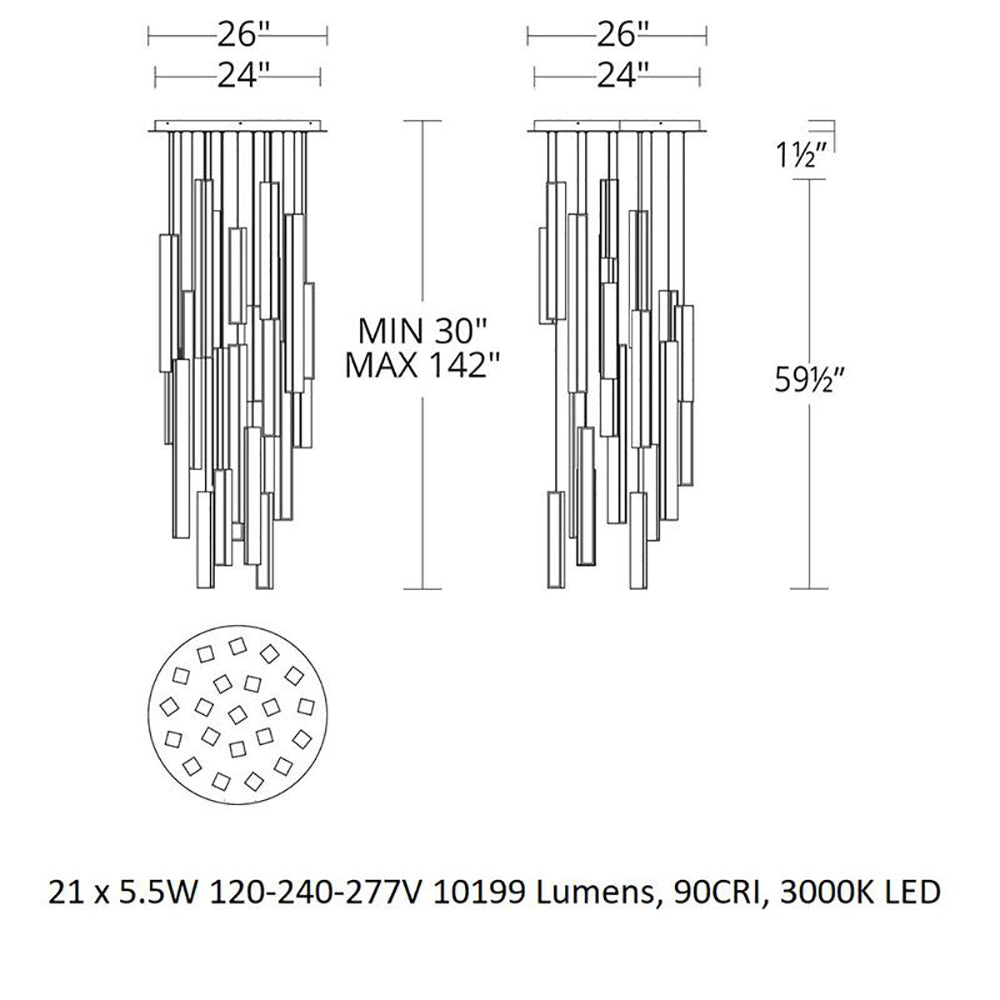 Chaos LED Round Multi Light Pendant Light