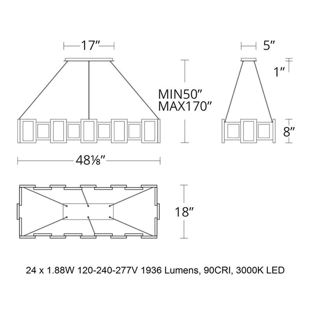 Fury LED Rectangular Chandelier