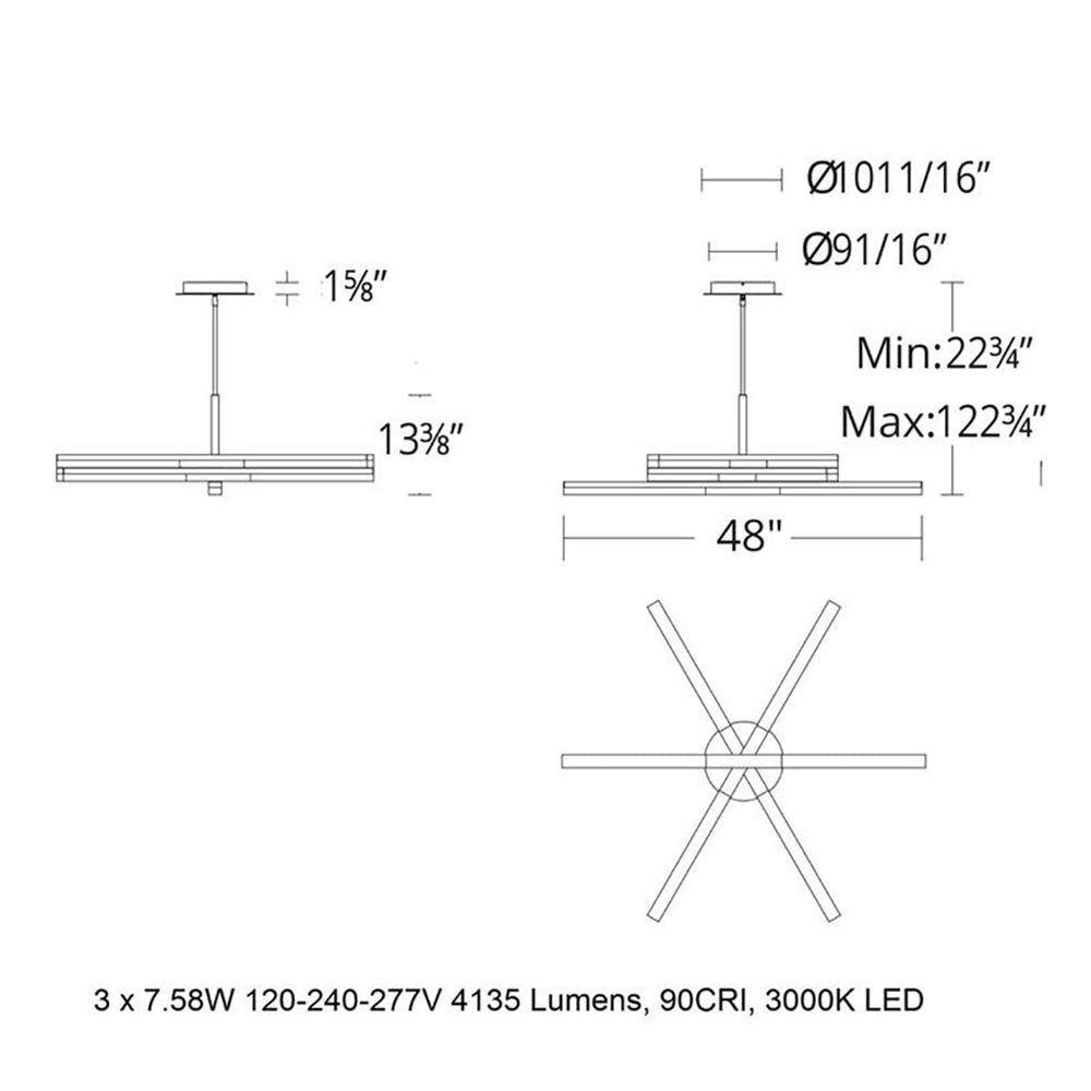Minx LED 3-Light Chandelier