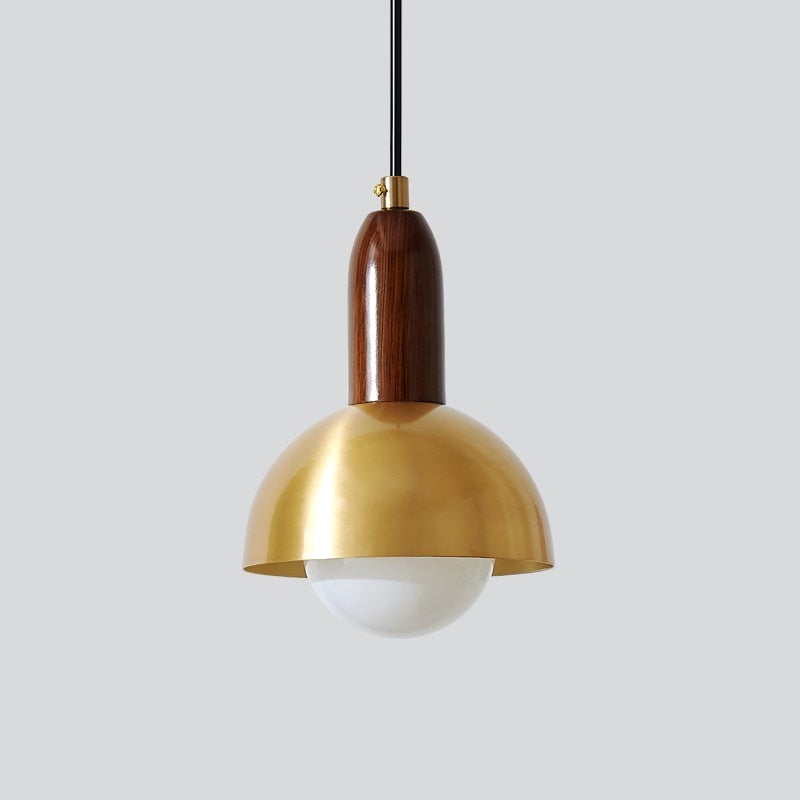 Cusi Wooden Brass Pendant Light 