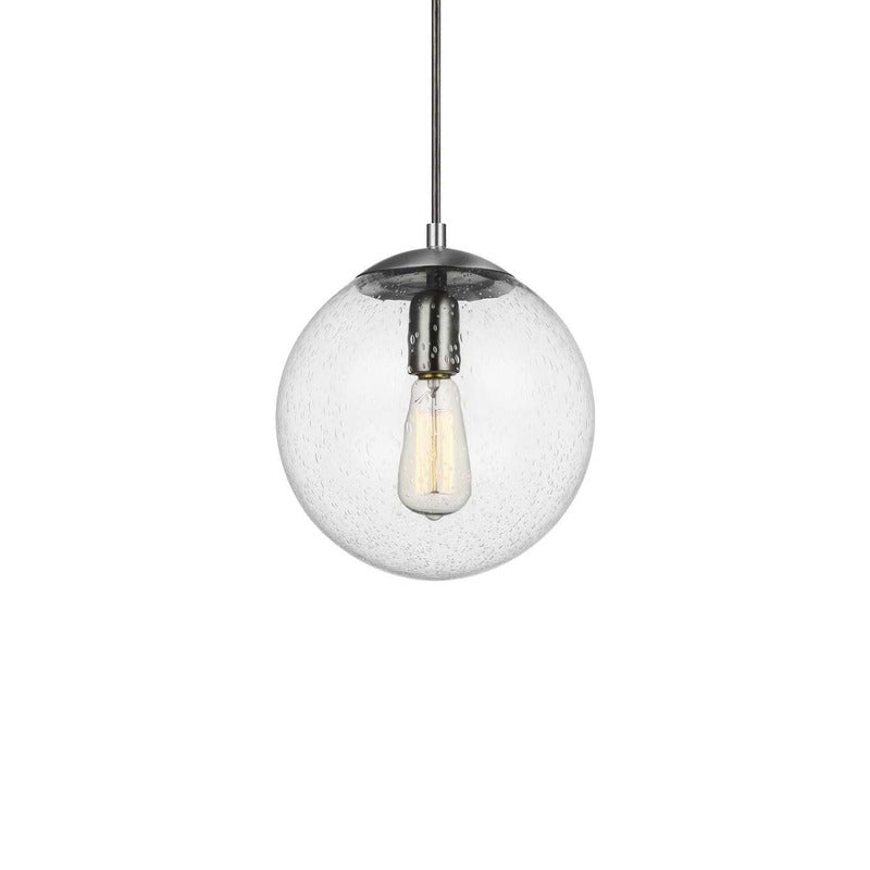 Leo Globe Pendant Light - Clear Seeded Glass